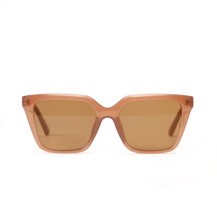 Dame geometrisk solbrille med beskyttende UV-filter og stilfullt skilpadde-design Skanto