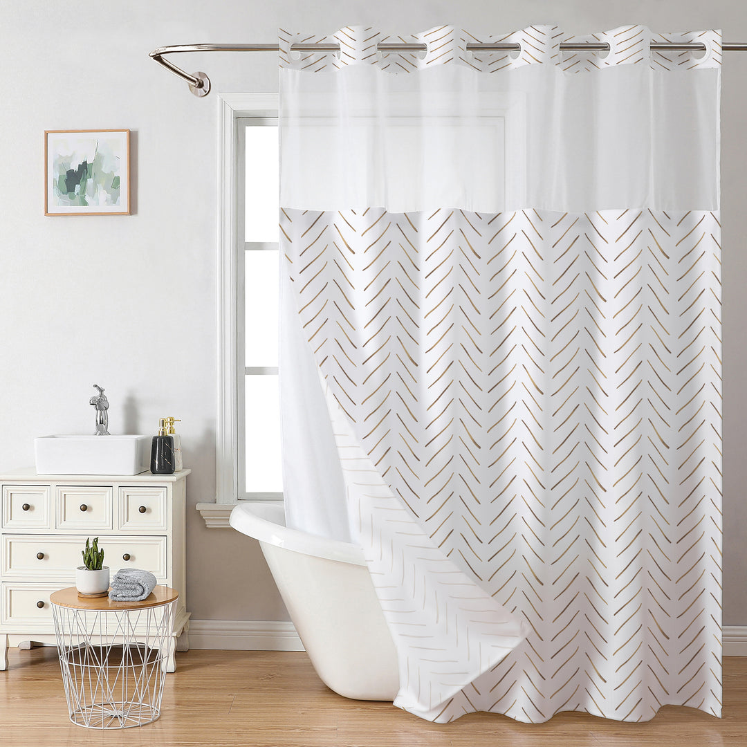 Herringbone mønster dusjgardin Skanto