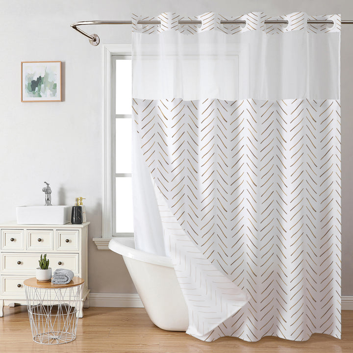 Herringbone mønster dusjgardin Skanto