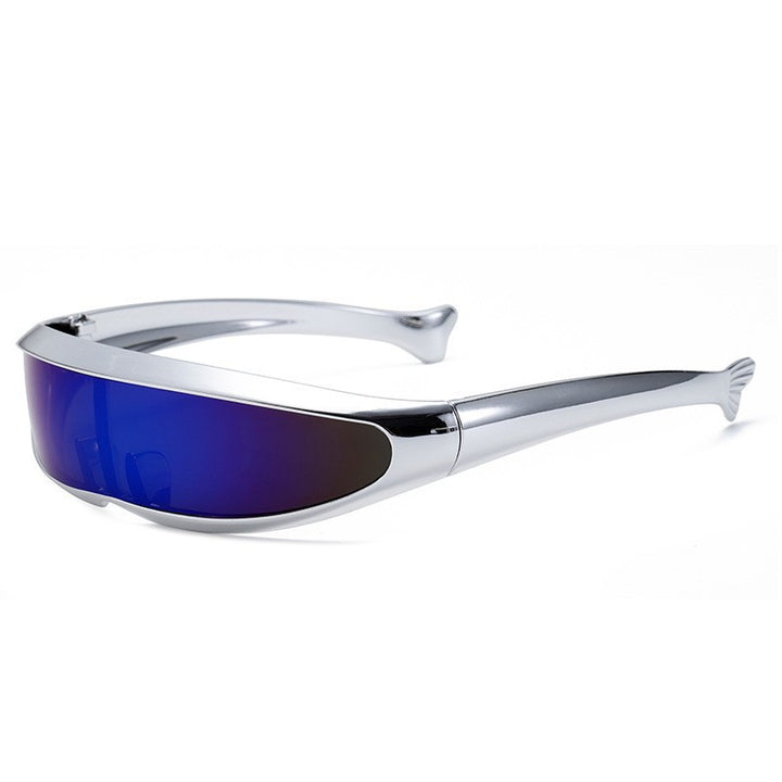 Dame Futuristisk Designer-solbrille med stilig gullramme Skanto