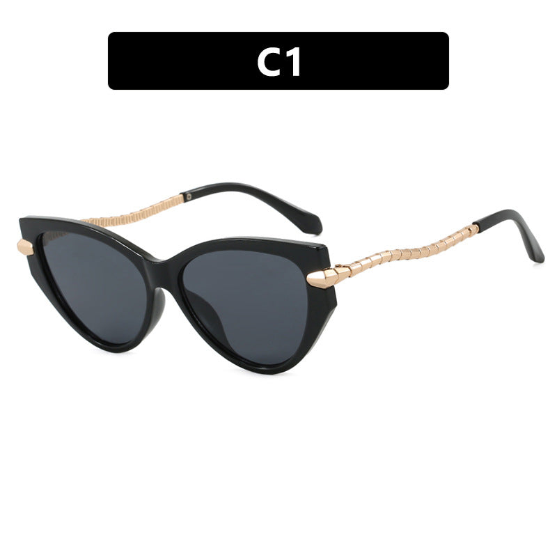 Dame Cat-Eye solbriller med elegant metallramme og stilige aksenter Skanto