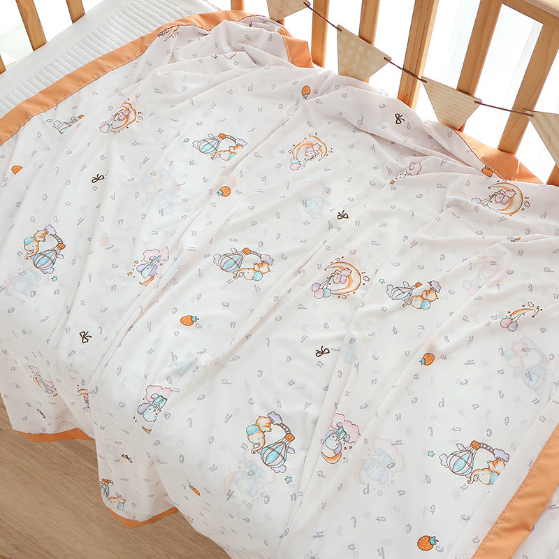 Unisex nan koselig babysengteppe laget av bomullsmuslin med pustende fyll og satinert kant Skanto