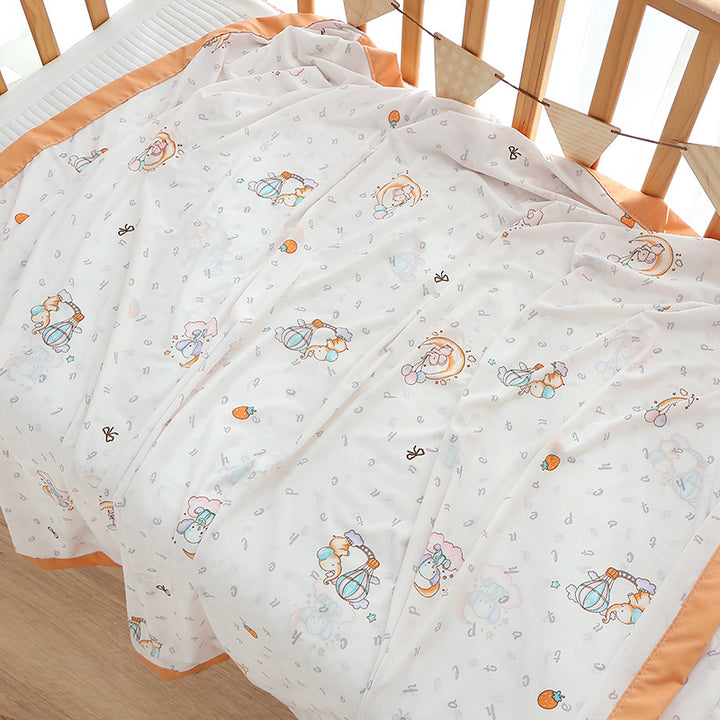 Unisex nan koselig babysengteppe laget av bomullsmuslin med pustende fyll og satinert kant Skanto
