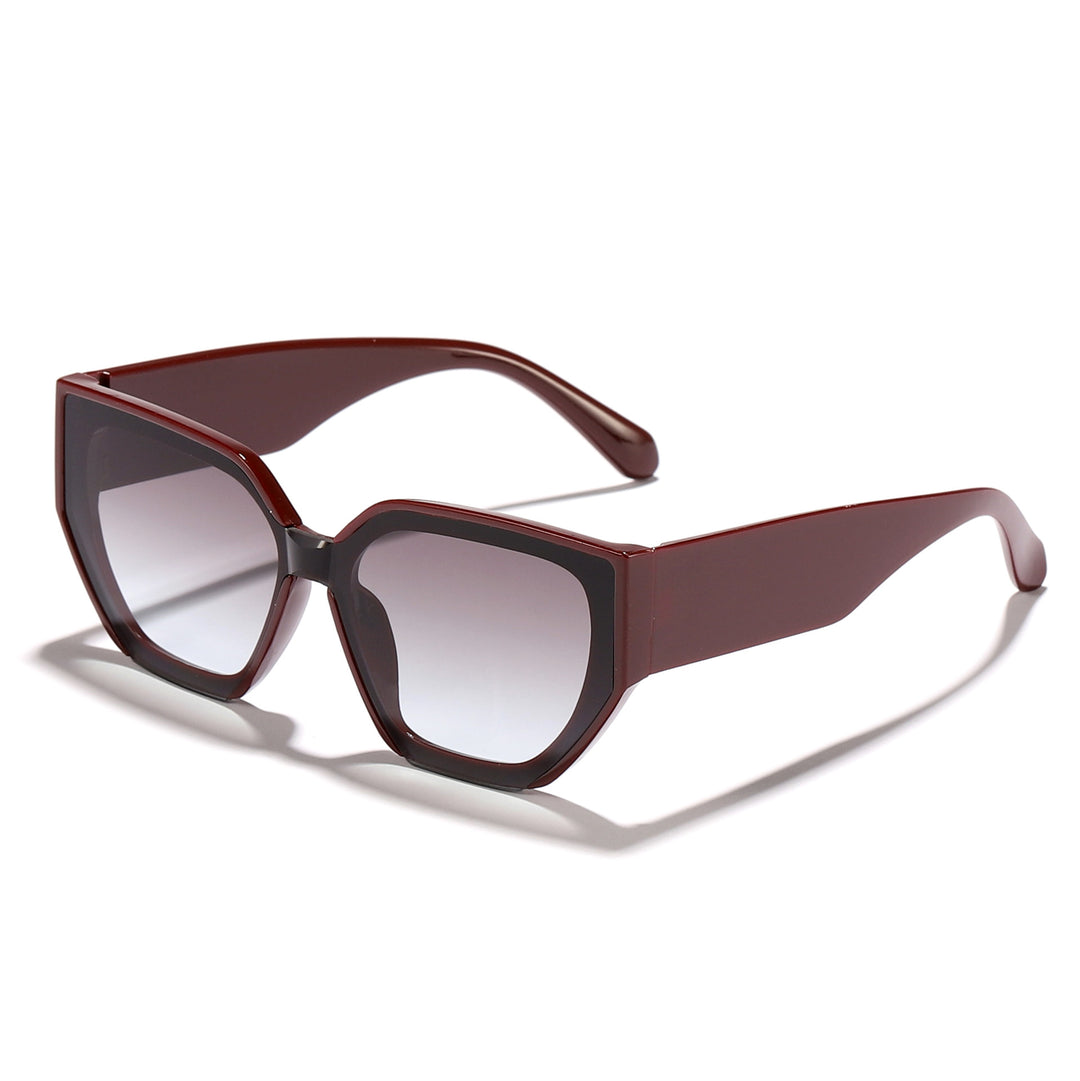 Dame trendy oversized solbriller med stilig hexagon-design Skanto