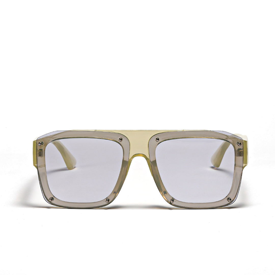 Dame Square-solbriller med modig transparent ramme Skanto