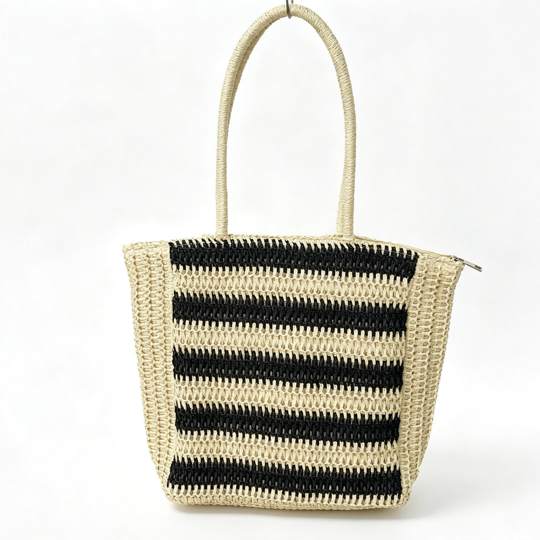 Designer Bastveske med grafisk stripe mønster Skanto