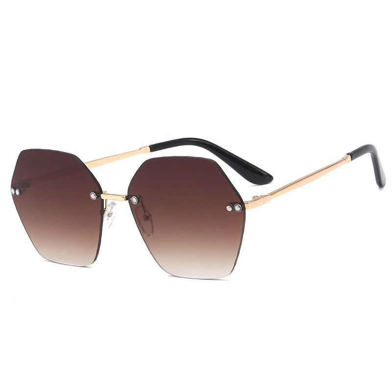 Damer hexagonal solbrille med elegant metallramme Skanto