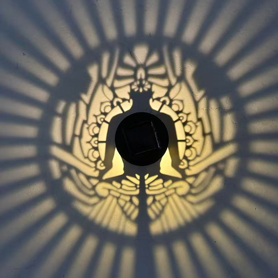 Dekorativ Solar RGB Mandala Projektering Vegg Og Stake Hage Lys Skanto