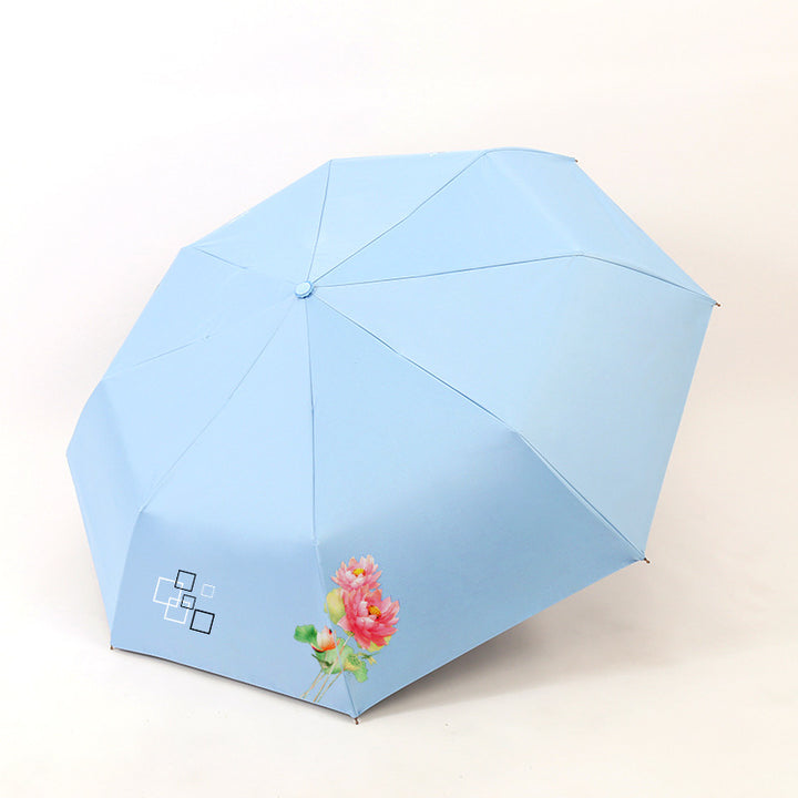 Kvinnes sammenleggbare paraply med elegant blomsterdesign Skanto