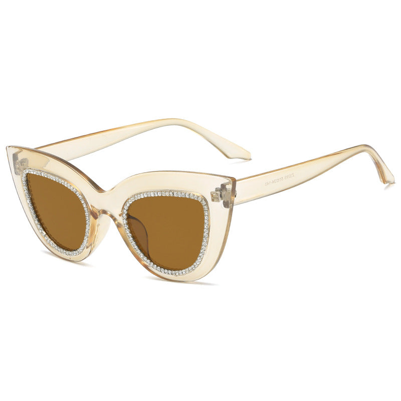 Dame Cat-Eye solbriller med glitrende aksenter Skanto