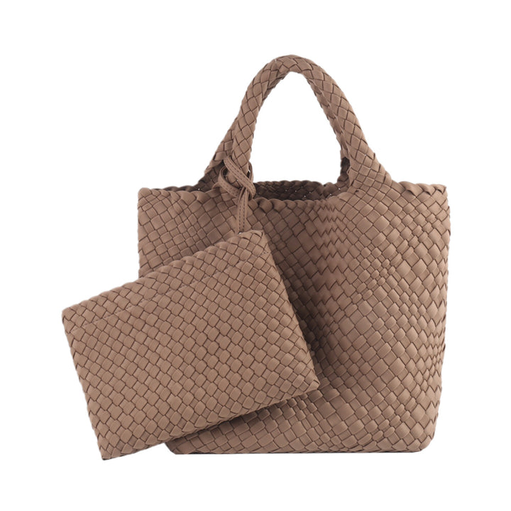 Flettet håndveske med avtakbar clutch Skanto