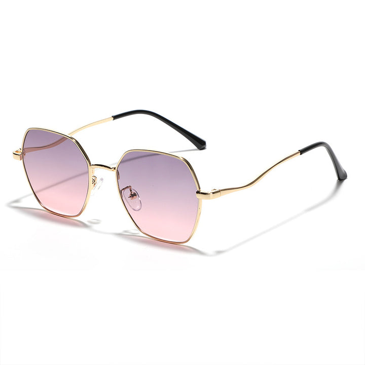 Dame geometrisk solbrille med høykvalitets metallramme Skanto