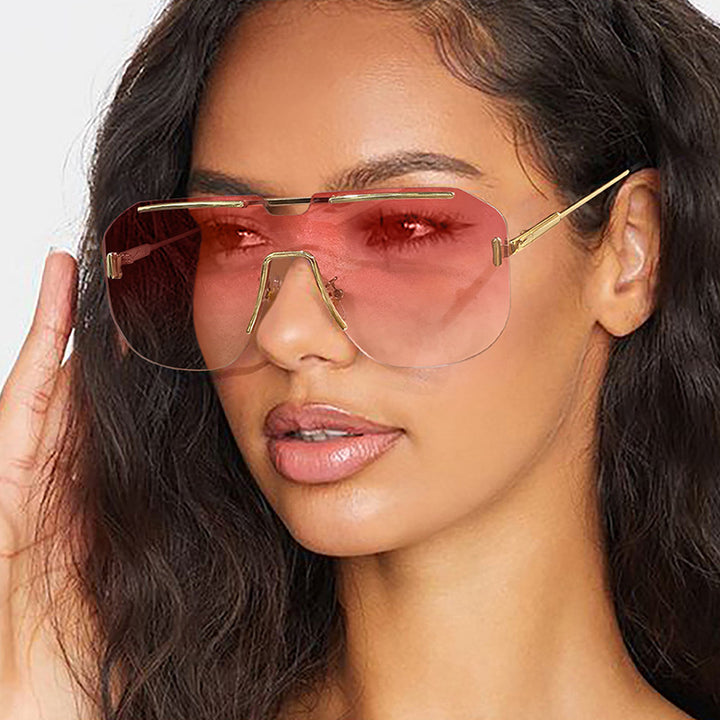 Dame geometrisk solbrille med stilramme i metall og UV-beskyttelse Skanto