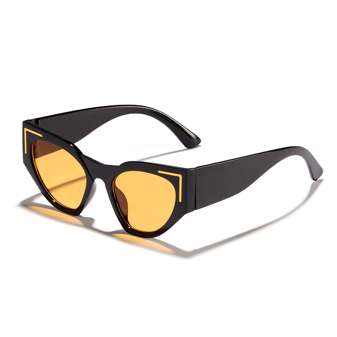 Dame kreativ Cat-Eye solbriller med transparent ramme og brune glass Skanto