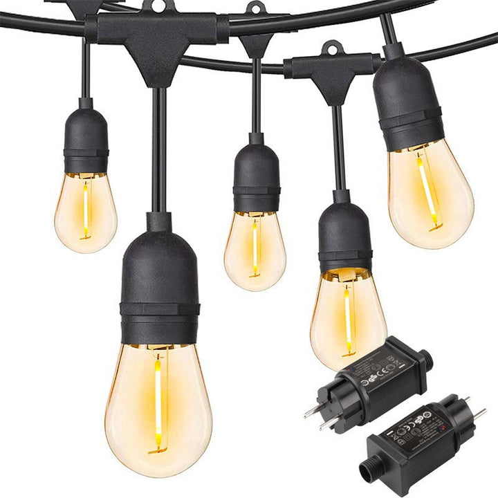 Vintage LED Filament Globe String Lights Utendørs Patio Lyspære Garland Skanto