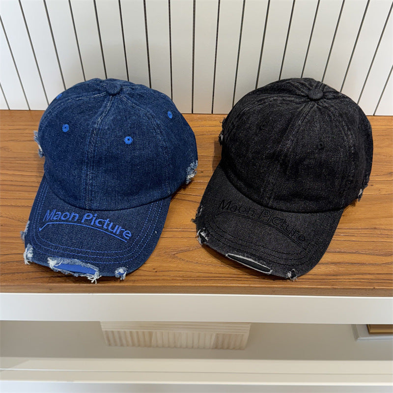 Kvinne's Slitt Denim Baseball Cap Skanto 1783922478