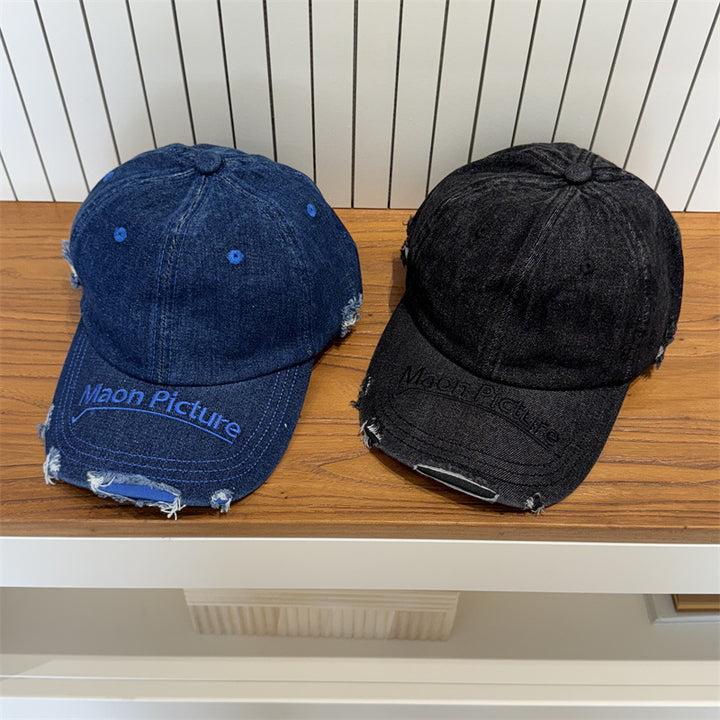 Kvinne's Slitt Denim Baseball Cap Skanto 1783922478