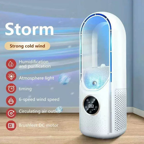Unisex én størrelse bladløs evaporativ tårnvifte og luftfukter med berørings-LED-skjerm og børsteløs motor Skanto