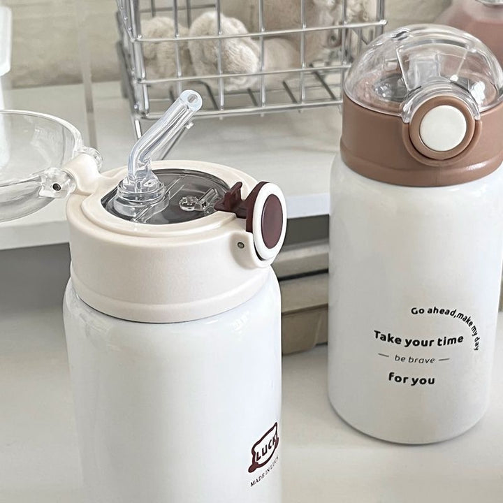 Damen Isoliertrinkflasche mit innovativem Klappdeckel und praktischem Griff Skanto