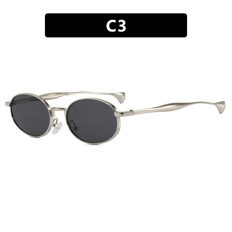 Dame robust rund solbrille med speilglass Skanto