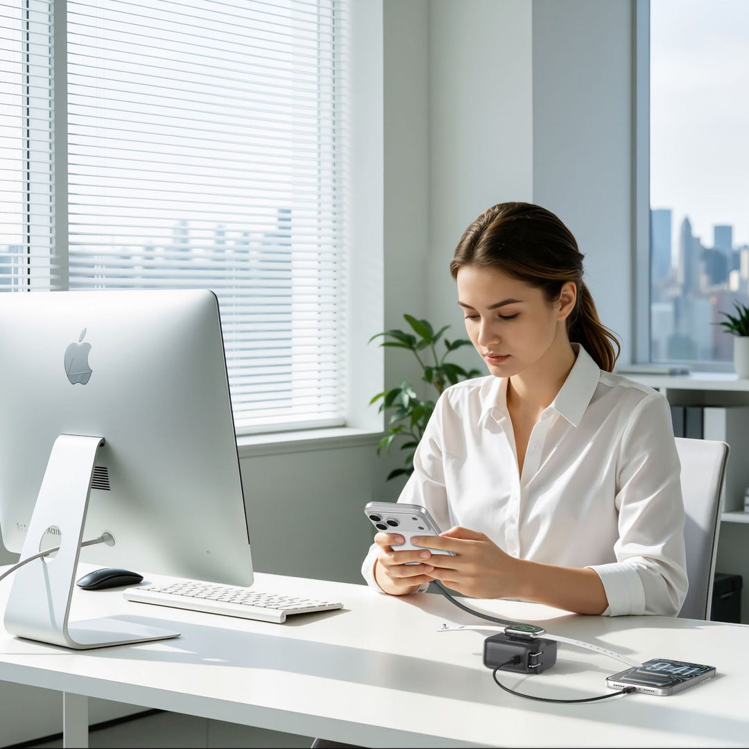 Kompakt Lader med Integrert Usb-C-Kabel og Digitalt Display Skanto