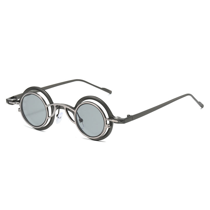 Dame Retro-Rundsolbrille med dobbel ramme Skanto