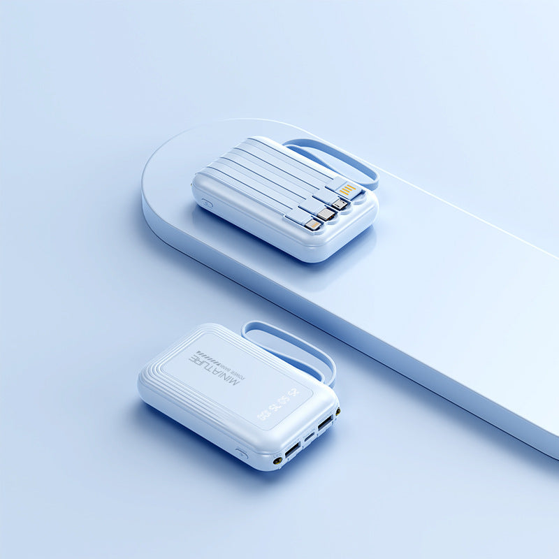 Praktisk Powerbank med trådløs hurtiglading og integrert kabelsystem Skanto