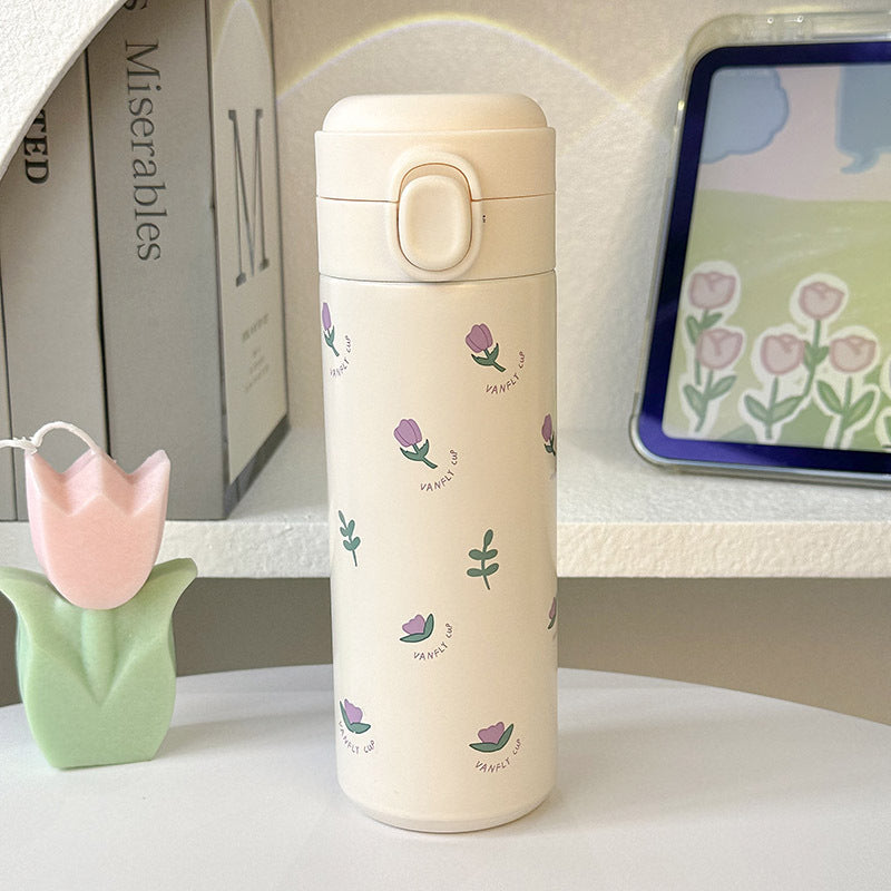 Dame isolert drikkeflaske med elegant blomsterdesign Skanto