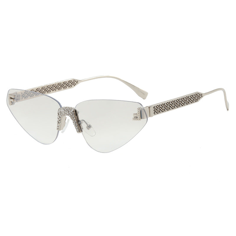 Dame Designer katteøyne-solbrille med glitrende strass-dekor Skanto