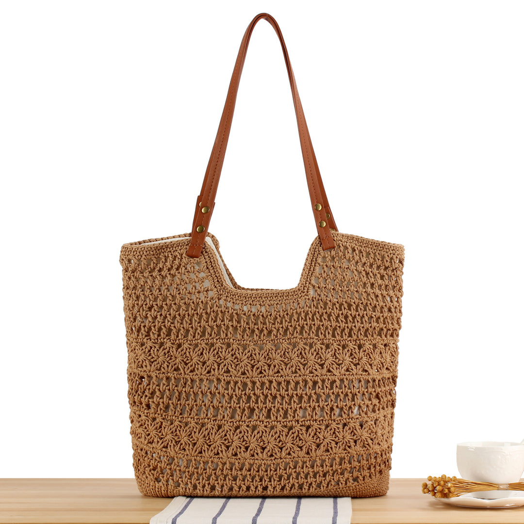Braided macrame handbag with sturdy leather straps Skanto