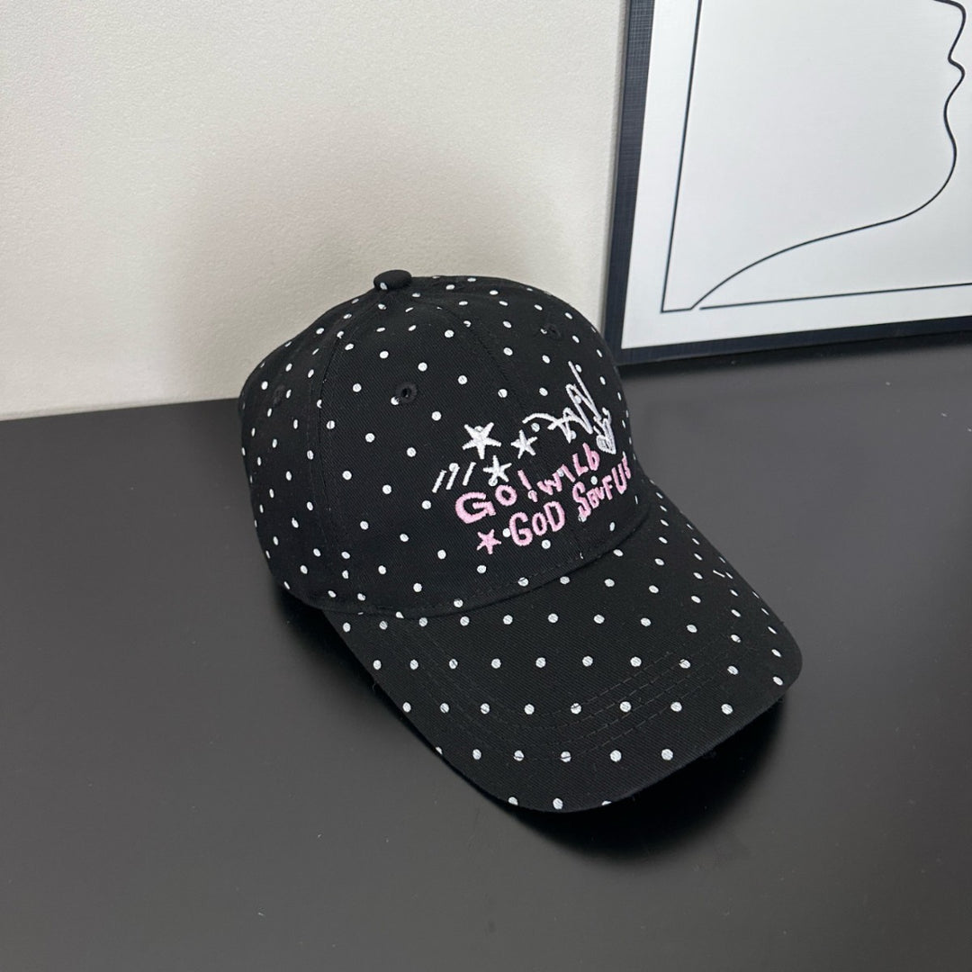Kvinners Trendy Prikkete Broderte Baseball Caps Skanto