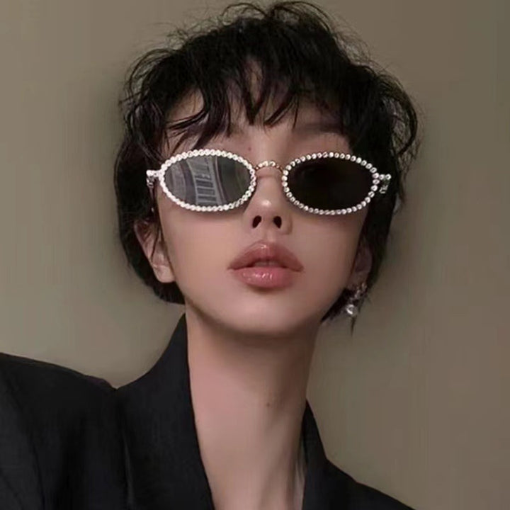 Damen Designer Brille ramme med ekstravagant perleinnramming Skanto