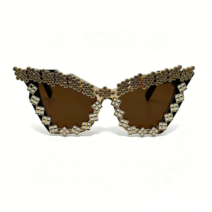 Dame designer-solbrille med glamorøs krystallprydet ramme Skanto
