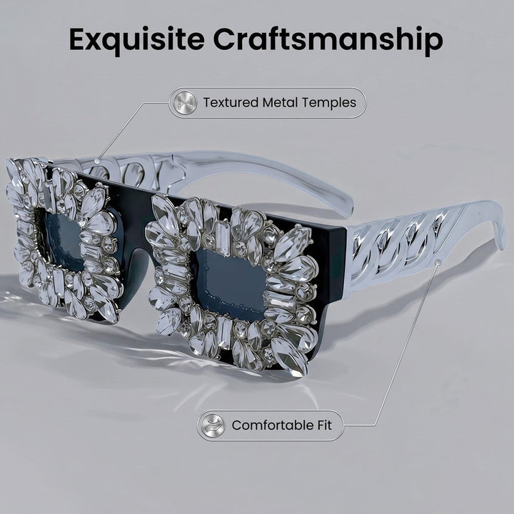 Dame solbrille i vintage design med glitrende krystallpynt Skanto