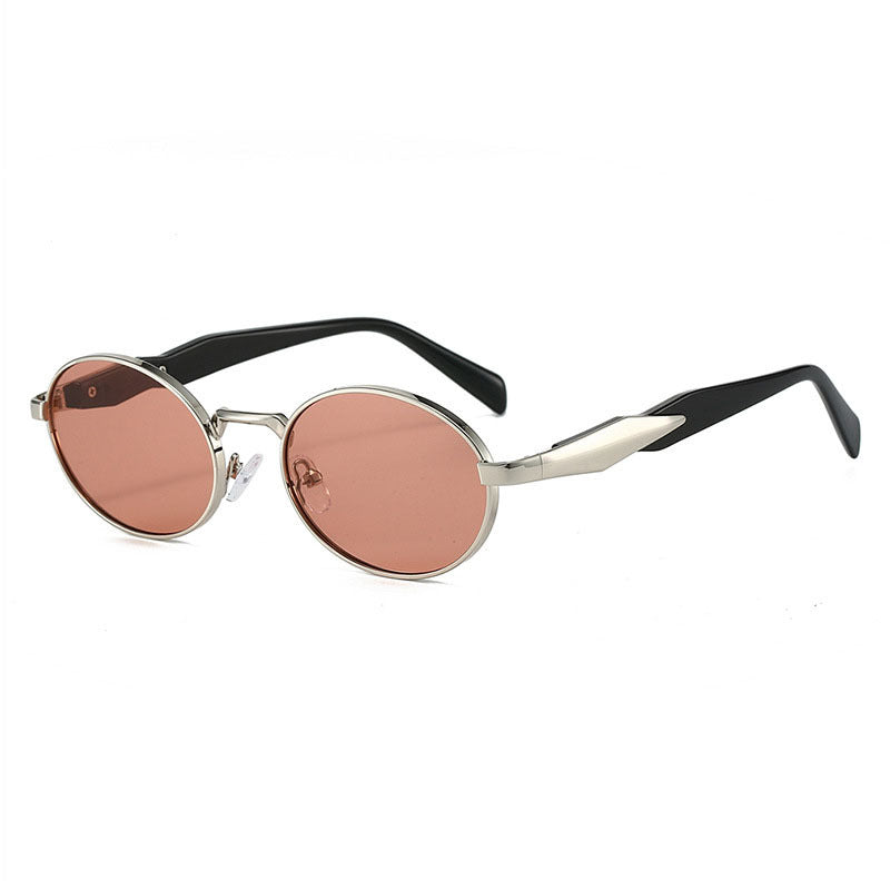 Dame designer solbrille med høyverdig rund ramme og beskyttende UV-filter Skanto