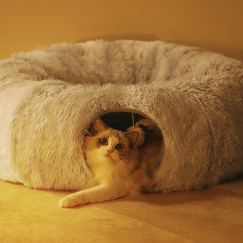 Plush Tunnel Play Bed for Cats Skanto