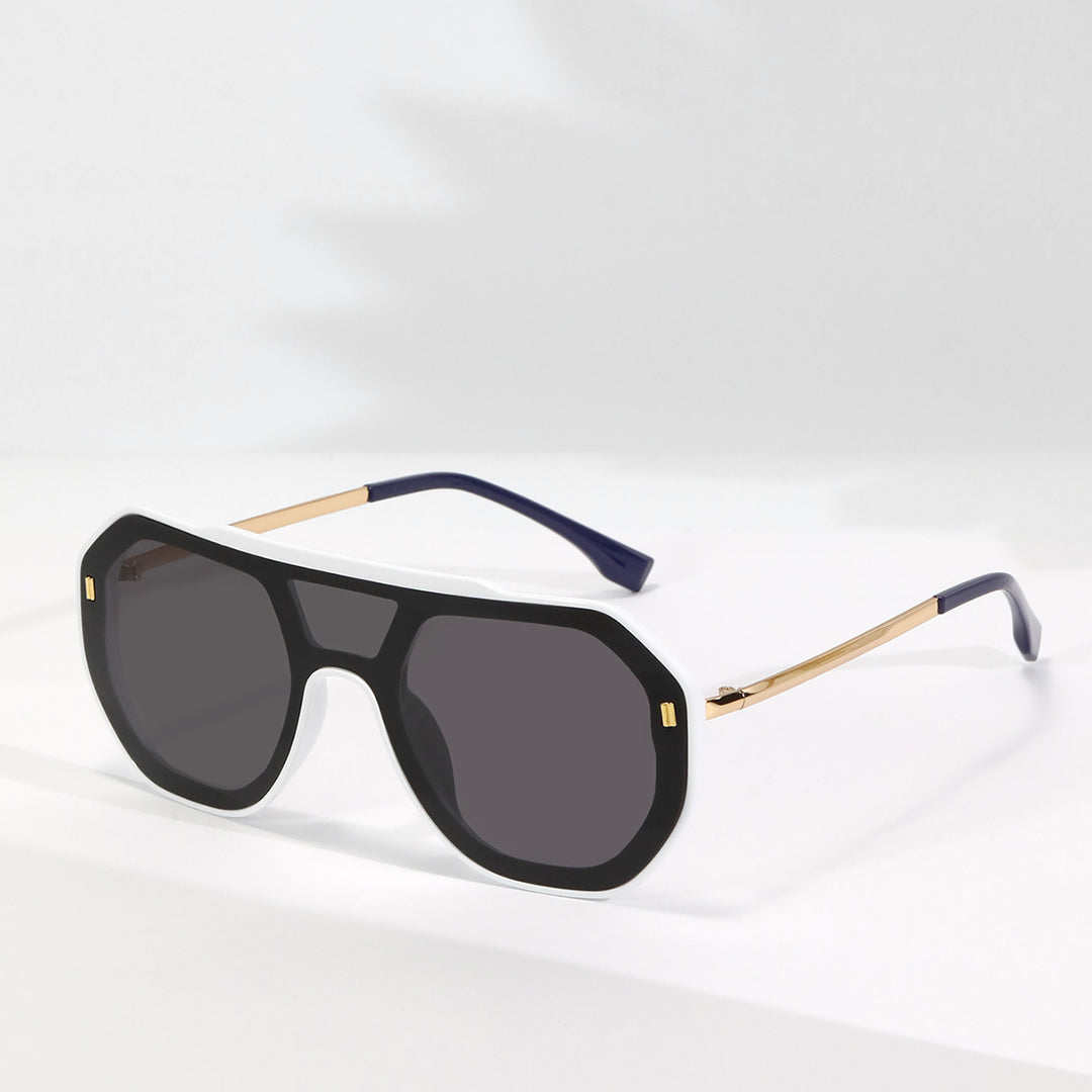 Dame oversized geometrisk solbrille med elegant ramme Skanto