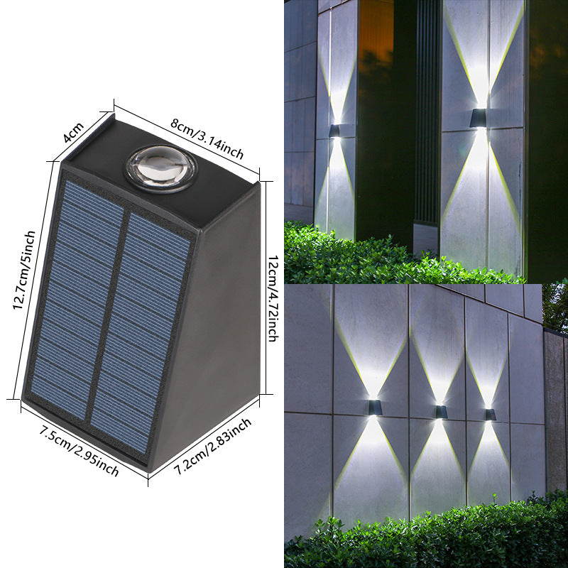 Skrå Bi-Direksjonal Sol LED Vegg Uplight-Nedlight Med Integrert Fotovoltaisk Panel Og Prisme Linse Skanto