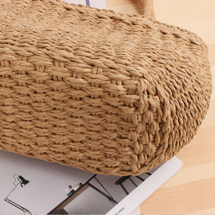 Woven Natural Material Handbag with Modern Details Skanto