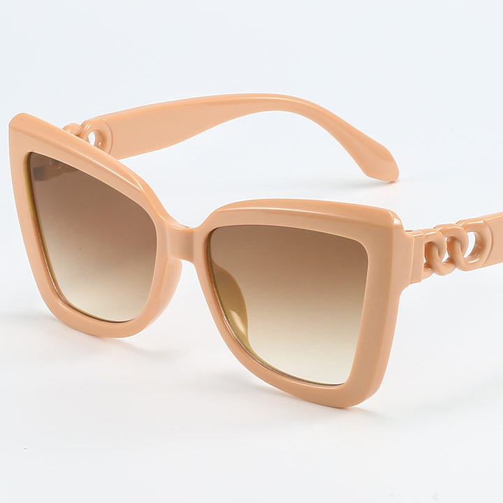 Dame moderne Cat-Eye solbriller med klar ramme og UV-beskyttelse Skanto