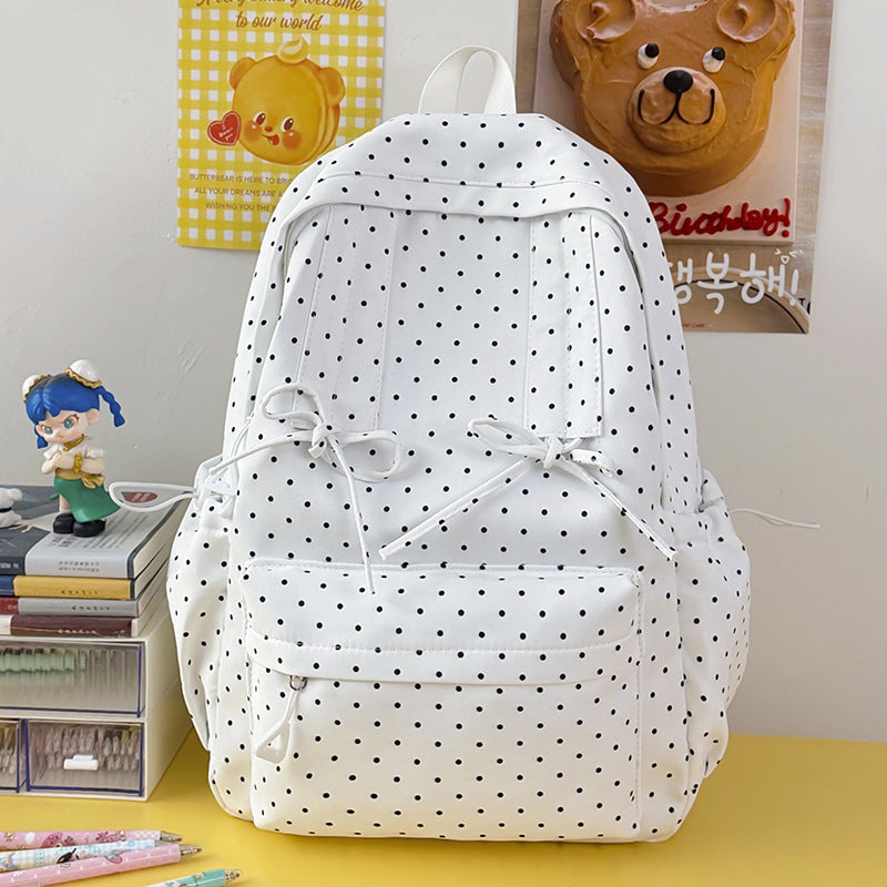 K casual polka dot mønstrede skoleveske