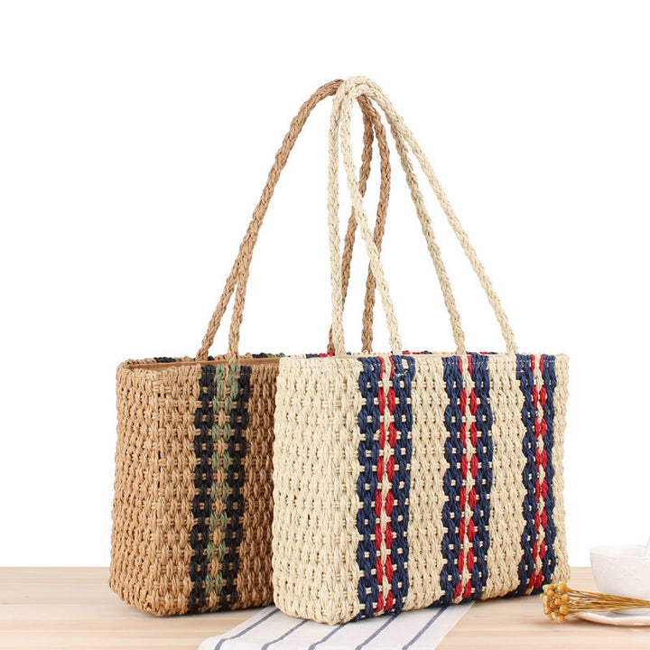 Strandveske i moderne design med dekorative striper Skanto