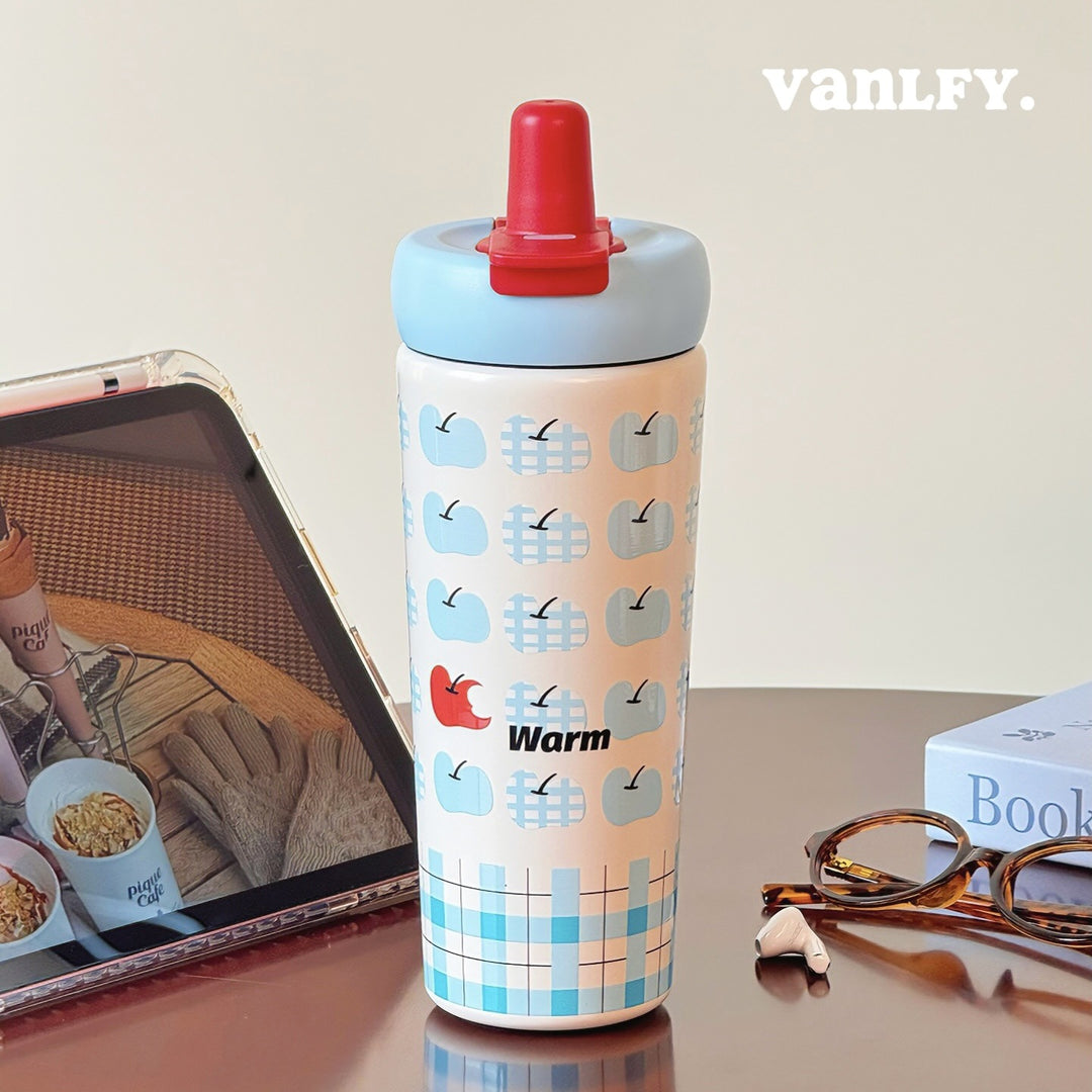 Damen Isoliertrinkflasche mit innovativem Silikonverschluss und fröhlichem Motiv Skanto