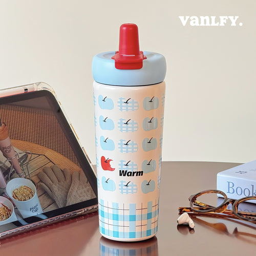 Damen Isoliertrinkflasche mit innovativem Silikonverschluss und fröhlichem Motiv Skanto