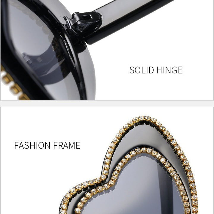 Dame hjerteformet solbrille med glitrende detaljer Skanto