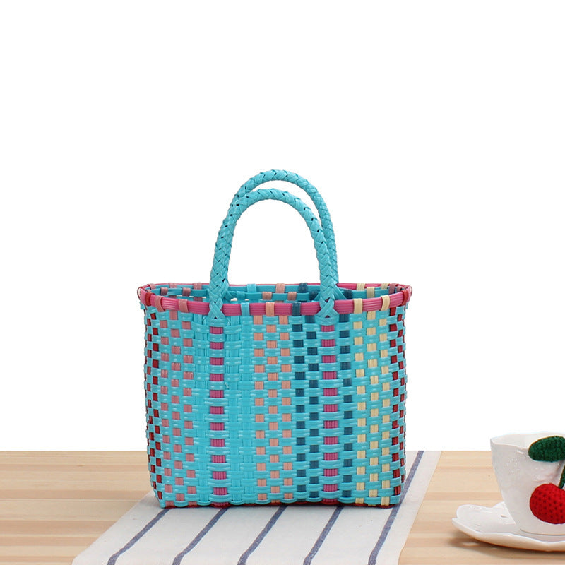 Braided tote bag with colorful design and sturdy handles Skanto