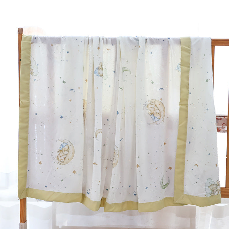 Unisex nan koselig babysengteppe laget av bomullsmuslin med pustende fyll og satinert kant Skanto