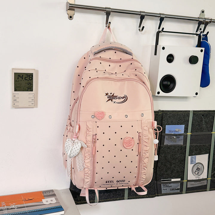 Stilig Prikkete Skolesekk