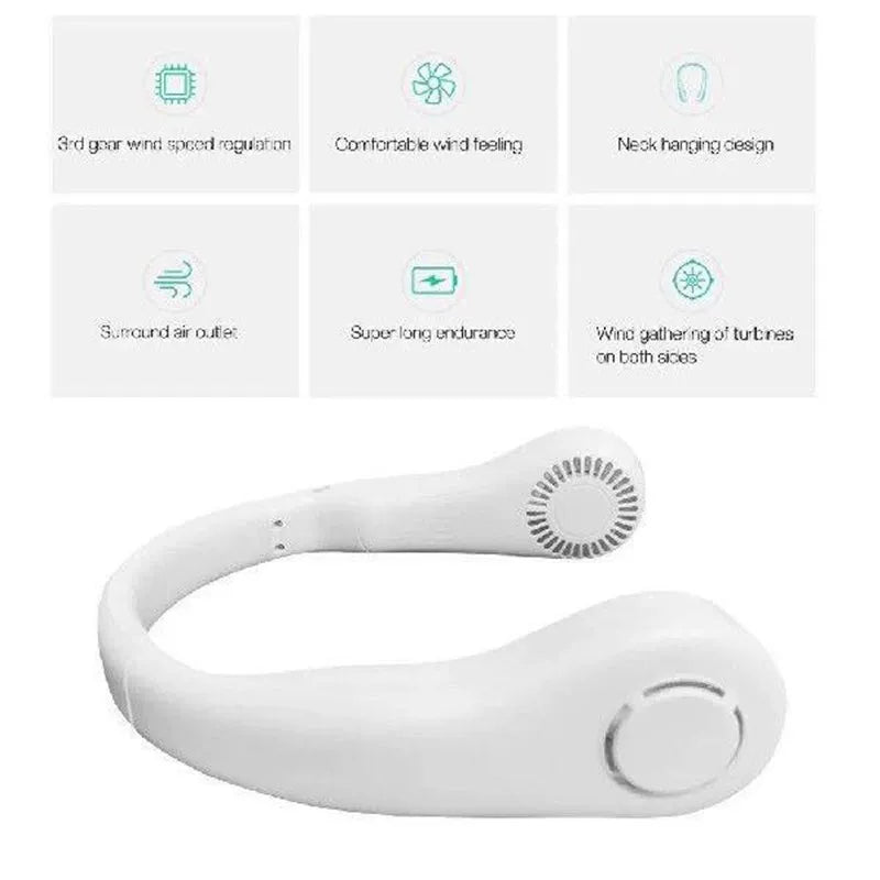 Unisex en størrelse ergonomisk U-formet bærbar nakke kjøleventilator med bladløs luftstrøm Skanto