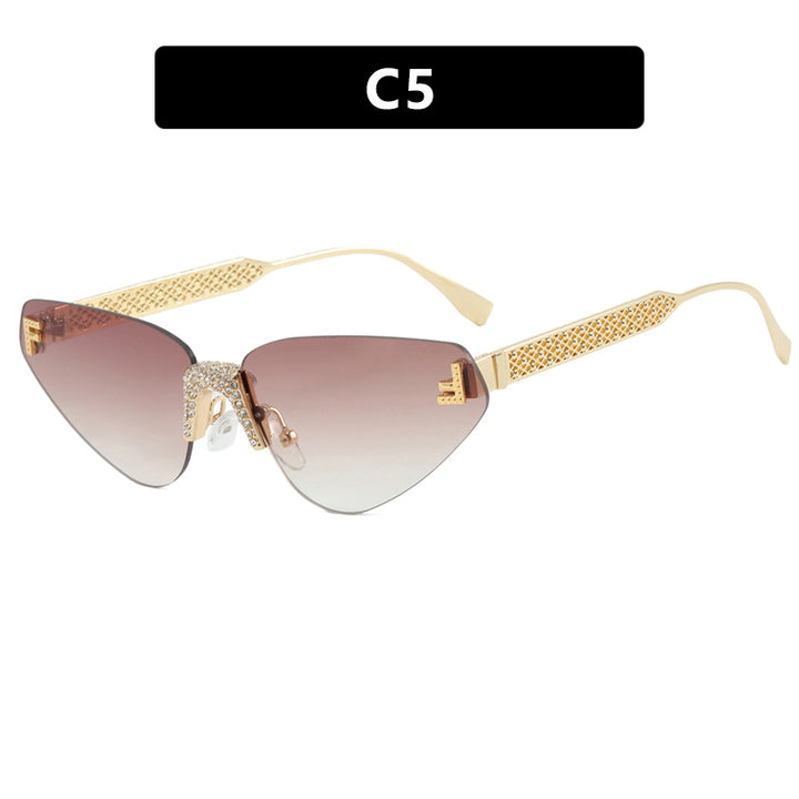 Dame Designer katteøyne-solbrille med glitrende strass-dekor Skanto